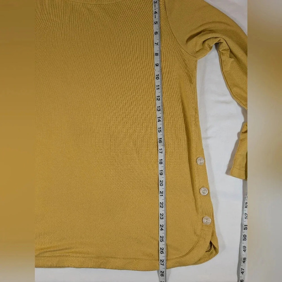 J Jill Luxe French Terry side button yellow women's top , size M - Picture 4 of 8